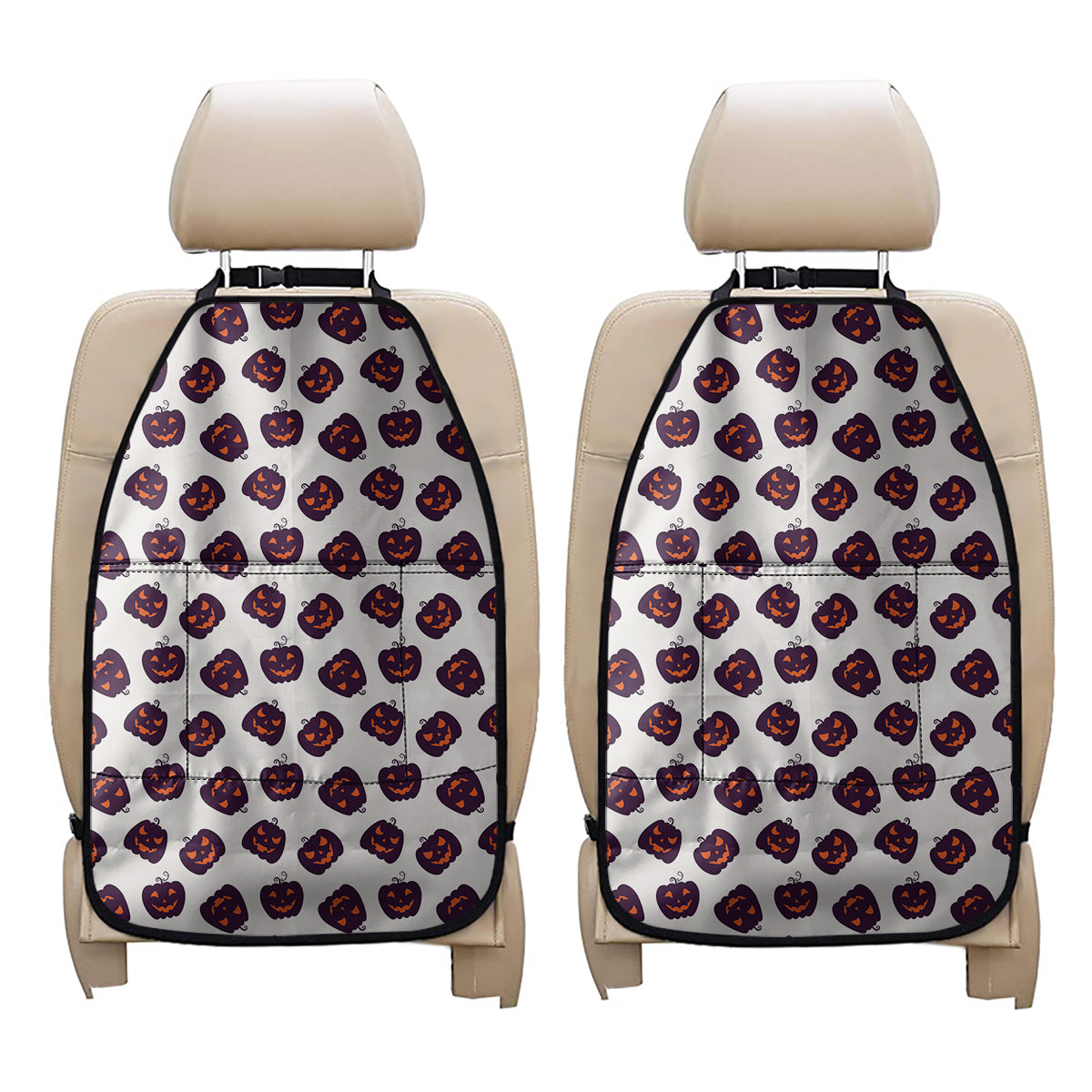 Purple Halloween Pumpkin Pattern Print Car Seat Organizers