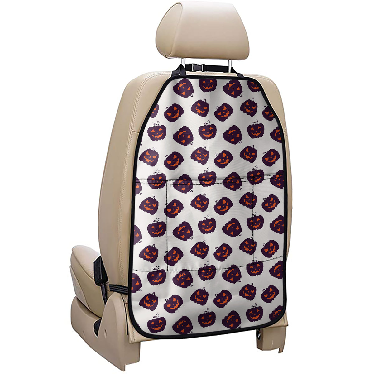 Purple Halloween Pumpkin Pattern Print Car Seat Organizers