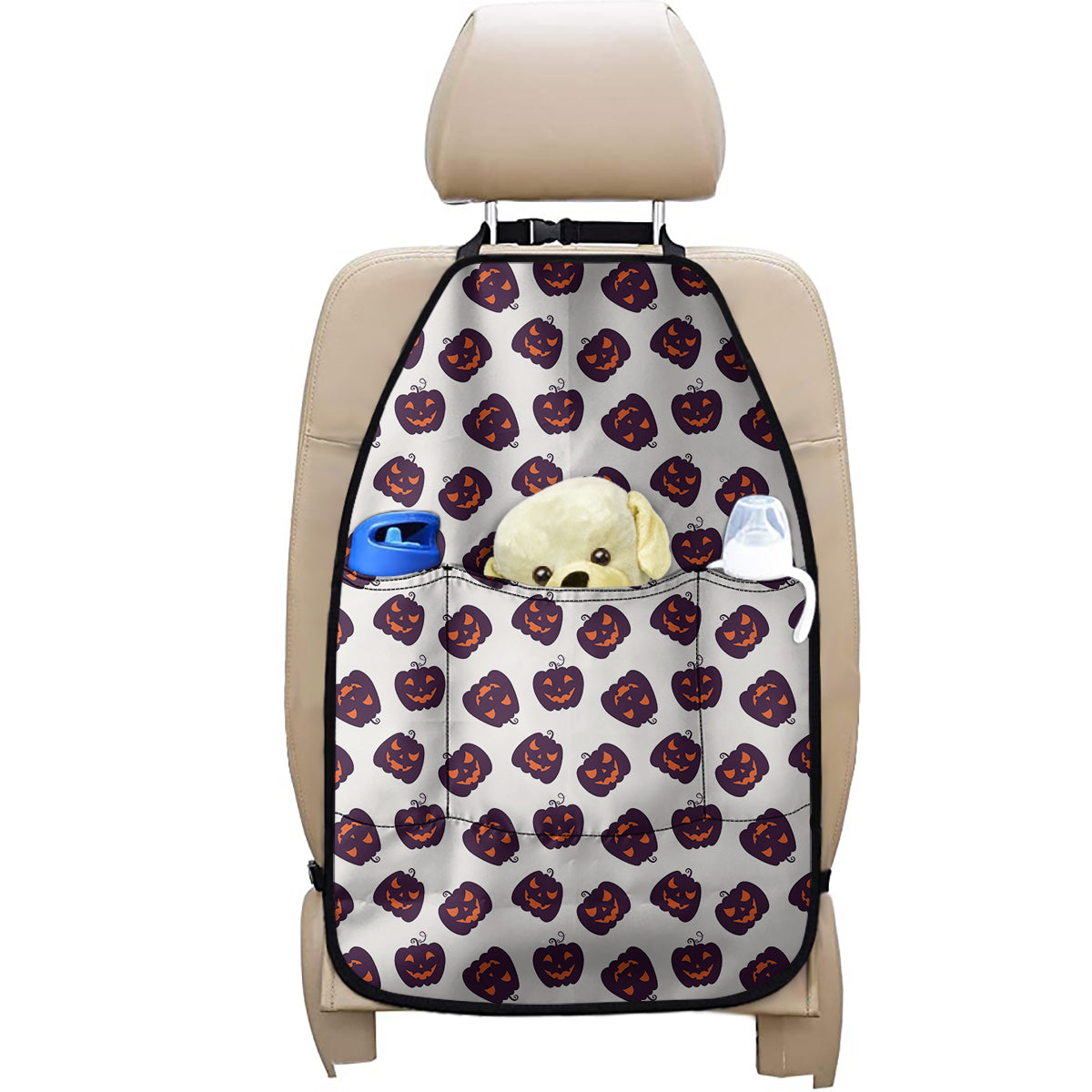 Purple Halloween Pumpkin Pattern Print Car Seat Organizers