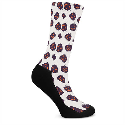 Purple Halloween Pumpkin Pattern Print Crew Socks