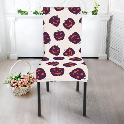 Purple Halloween Pumpkin Pattern Print Dining Chair Slipcover