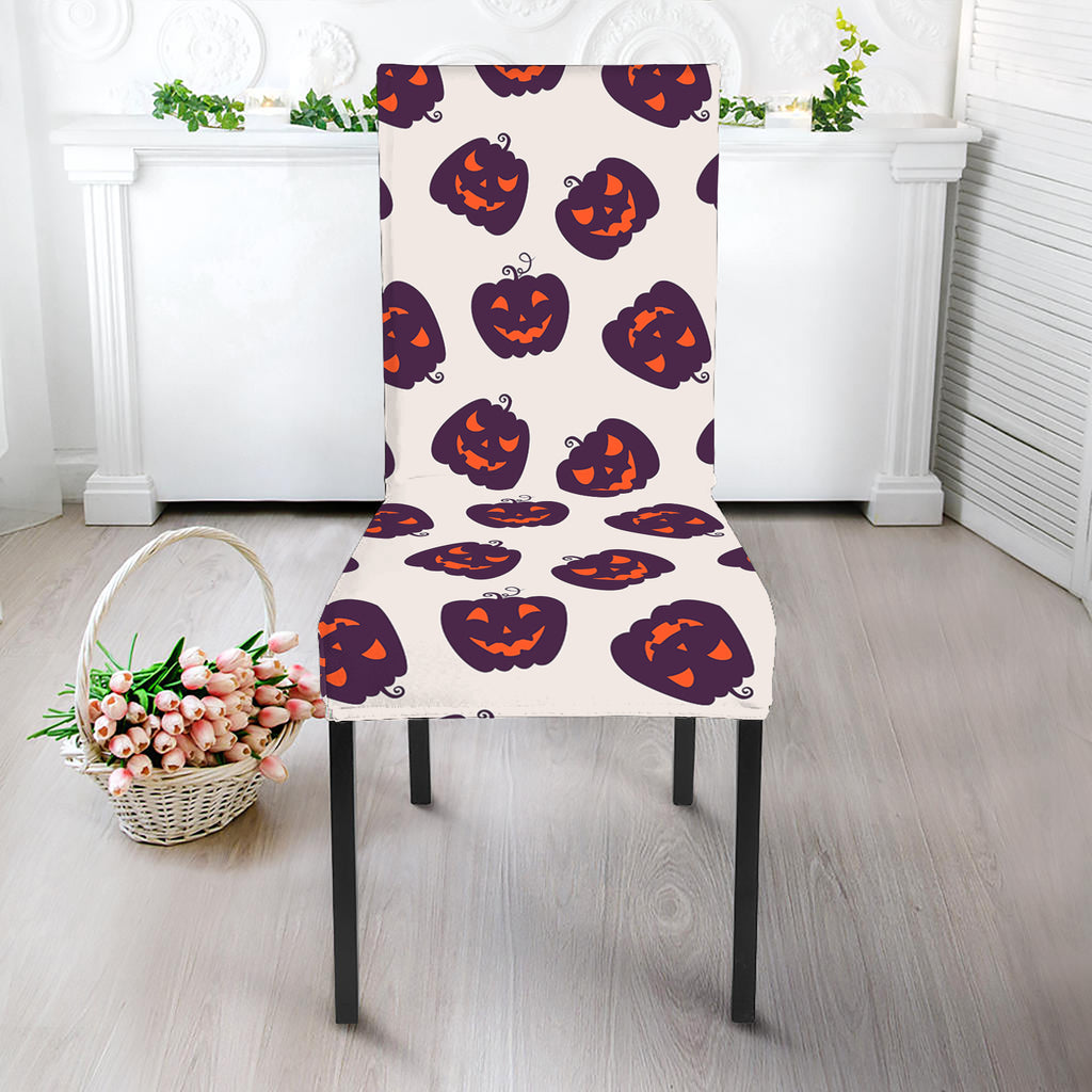 Purple Halloween Pumpkin Pattern Print Dining Chair Slipcover