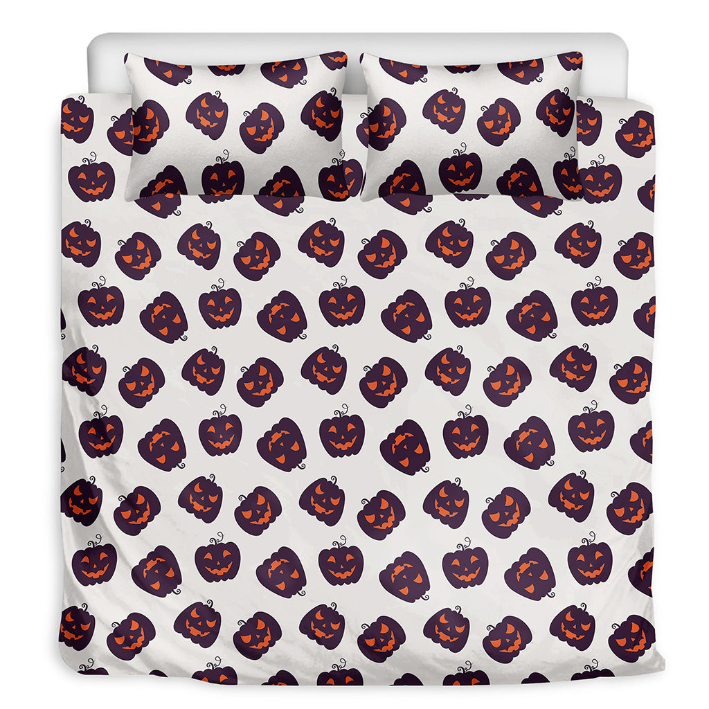Purple Halloween Pumpkin Pattern Print Duvet Cover Bedding Set