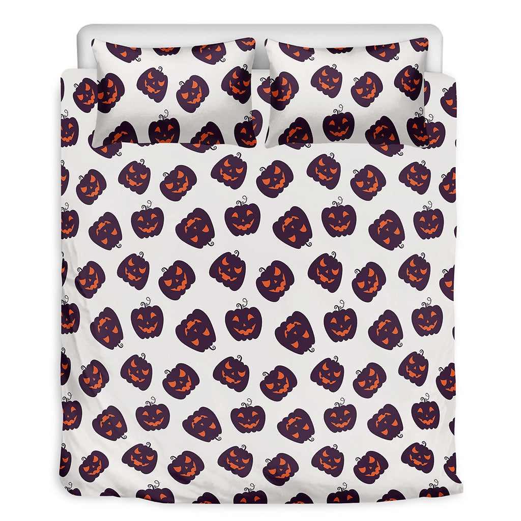Purple Halloween Pumpkin Pattern Print Duvet Cover Bedding Set