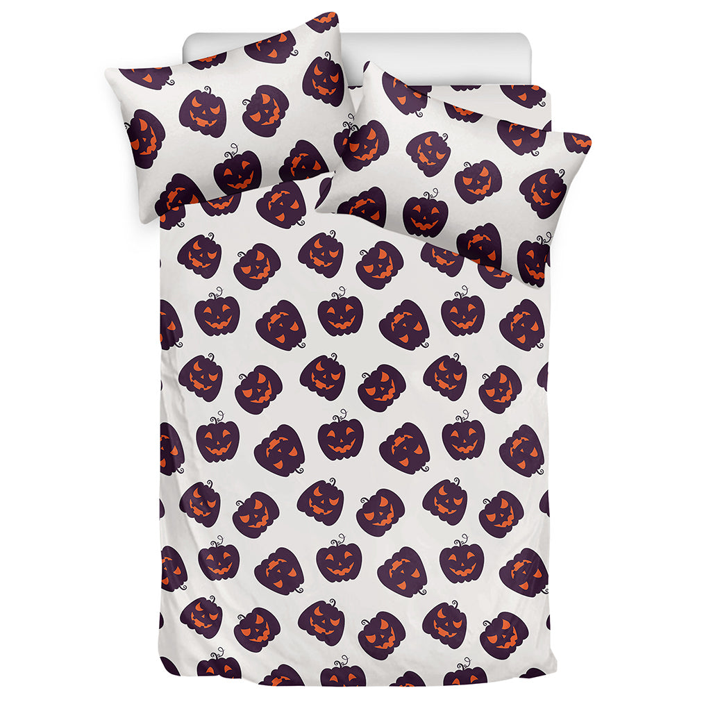 Purple Halloween Pumpkin Pattern Print Duvet Cover Bedding Set