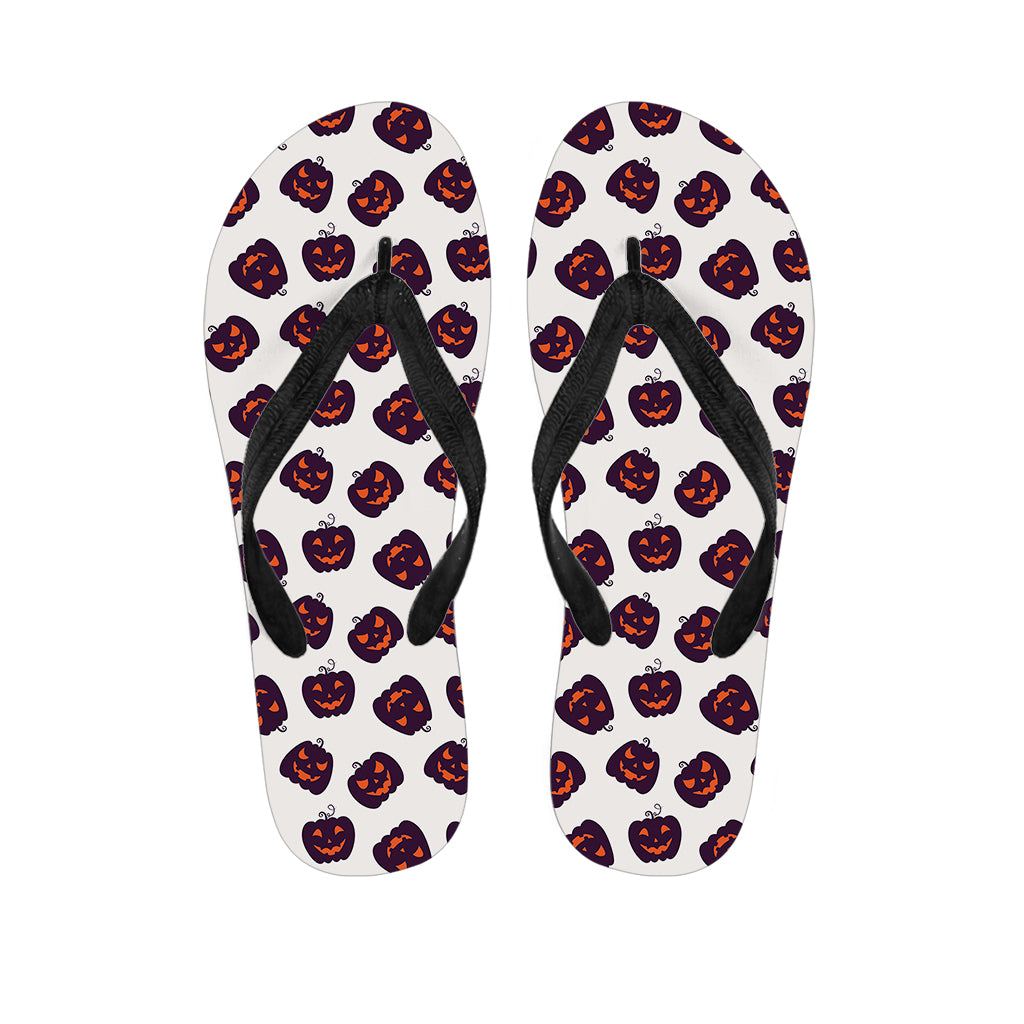 Purple Halloween Pumpkin Pattern Print Flip Flops