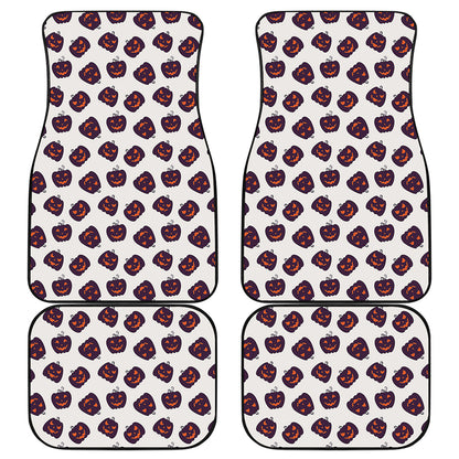 Purple Halloween Pumpkin Pattern Print Front and Back Car Floor Mats