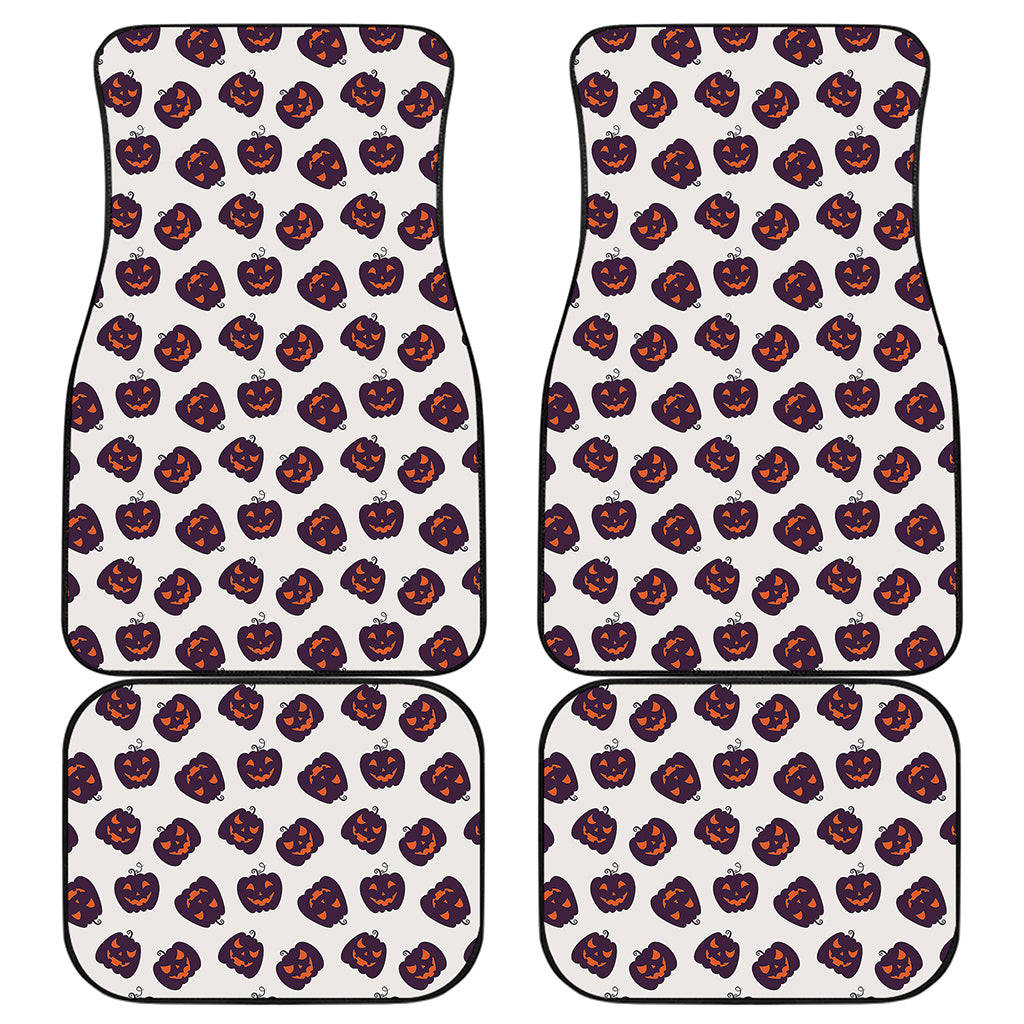 Purple Halloween Pumpkin Pattern Print Front and Back Car Floor Mats