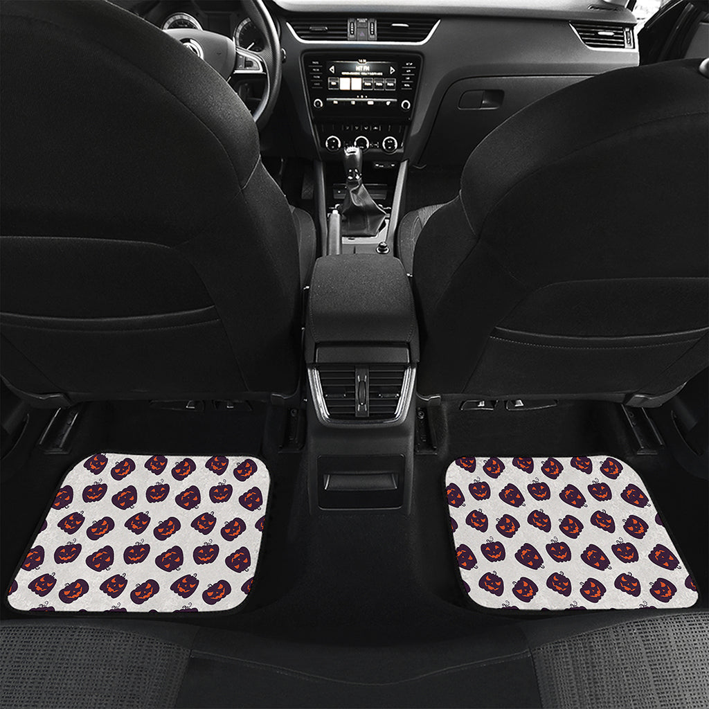 Purple Halloween Pumpkin Pattern Print Front and Back Car Floor Mats