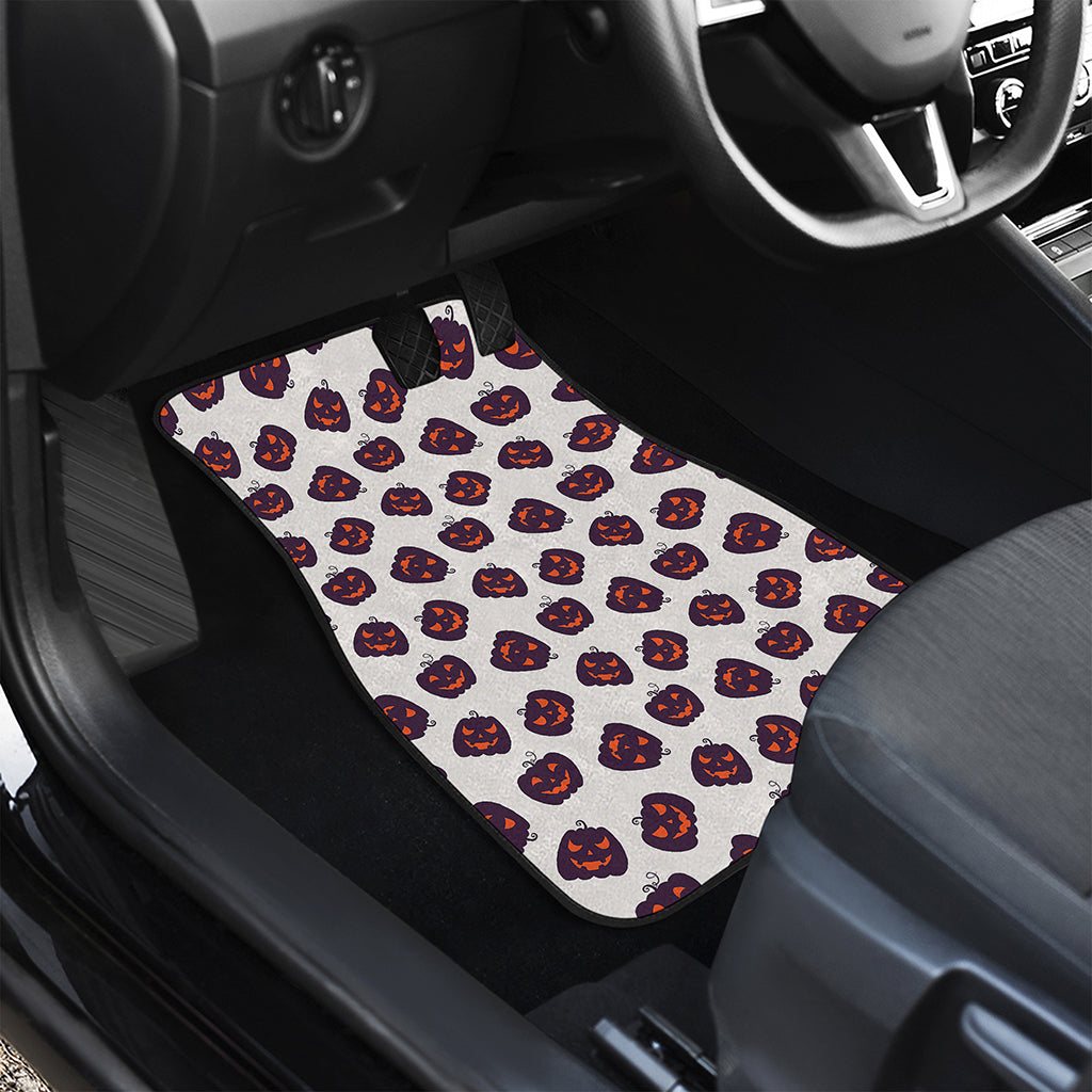 Purple Halloween Pumpkin Pattern Print Front and Back Car Floor Mats