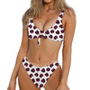 Purple Halloween Pumpkin Pattern Print Front Bow Tie Bikini