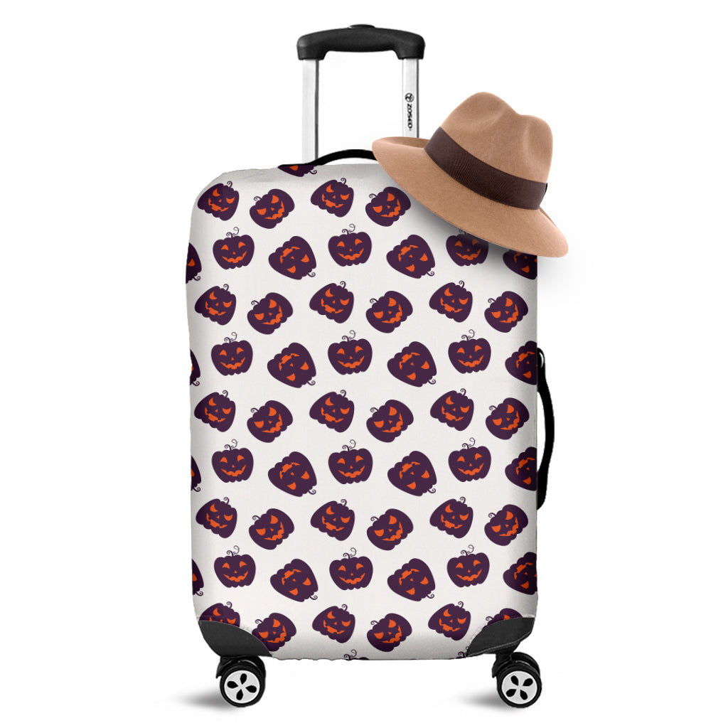 Purple Halloween Pumpkin Pattern Print Luggage Cover