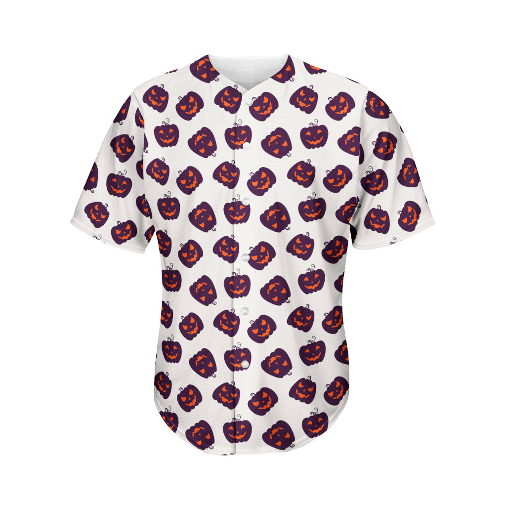 Purple Halloween Pumpkin Pattern Print Men's Baseball Jersey