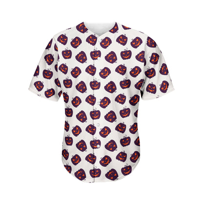 Purple Halloween Pumpkin Pattern Print Men's Baseball Jersey
