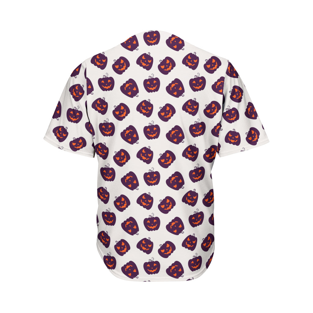 Purple Halloween Pumpkin Pattern Print Men's Baseball Jersey