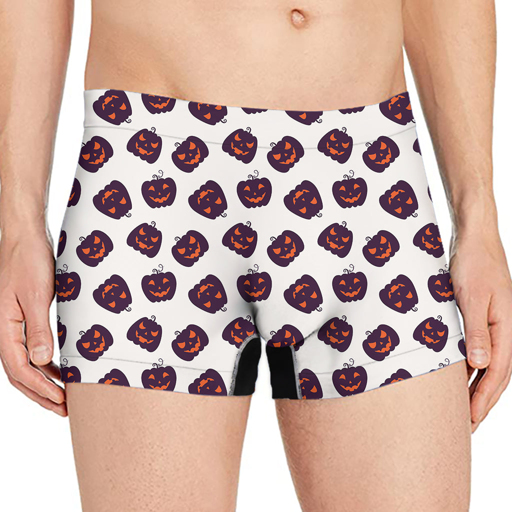 Purple Halloween Pumpkin Pattern Print Men's Boxer Briefs