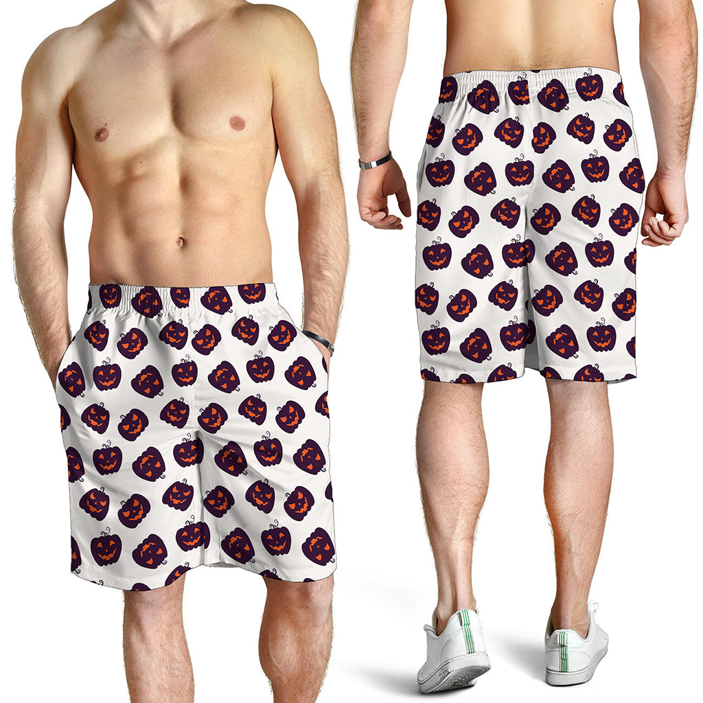 Purple Halloween Pumpkin Pattern Print Men's Shorts