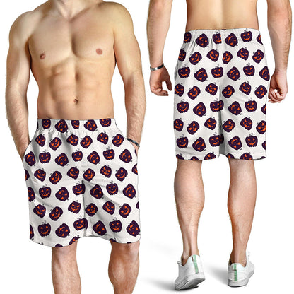 Purple Halloween Pumpkin Pattern Print Men's Shorts