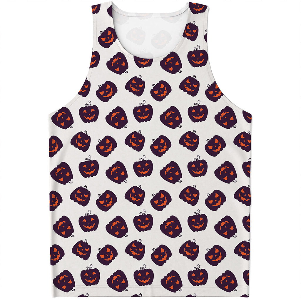 Purple Halloween Pumpkin Pattern Print Men's Tank Top