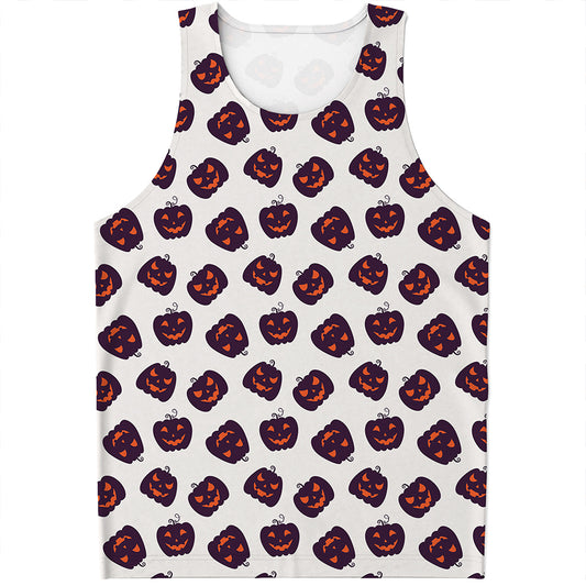 Purple Halloween Pumpkin Pattern Print Men's Tank Top