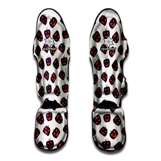 Purple Halloween Pumpkin Pattern Print Muay Thai Shin Guard
