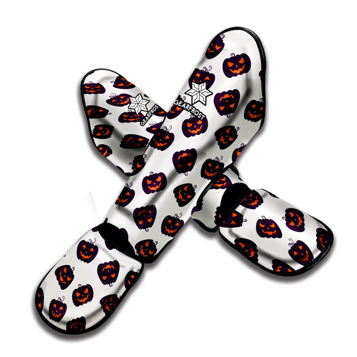 Purple Halloween Pumpkin Pattern Print Muay Thai Shin Guard