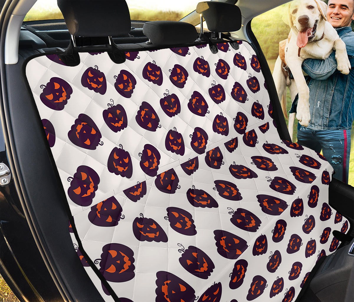 Purple Halloween Pumpkin Pattern Print Pet Car Back Seat Cover