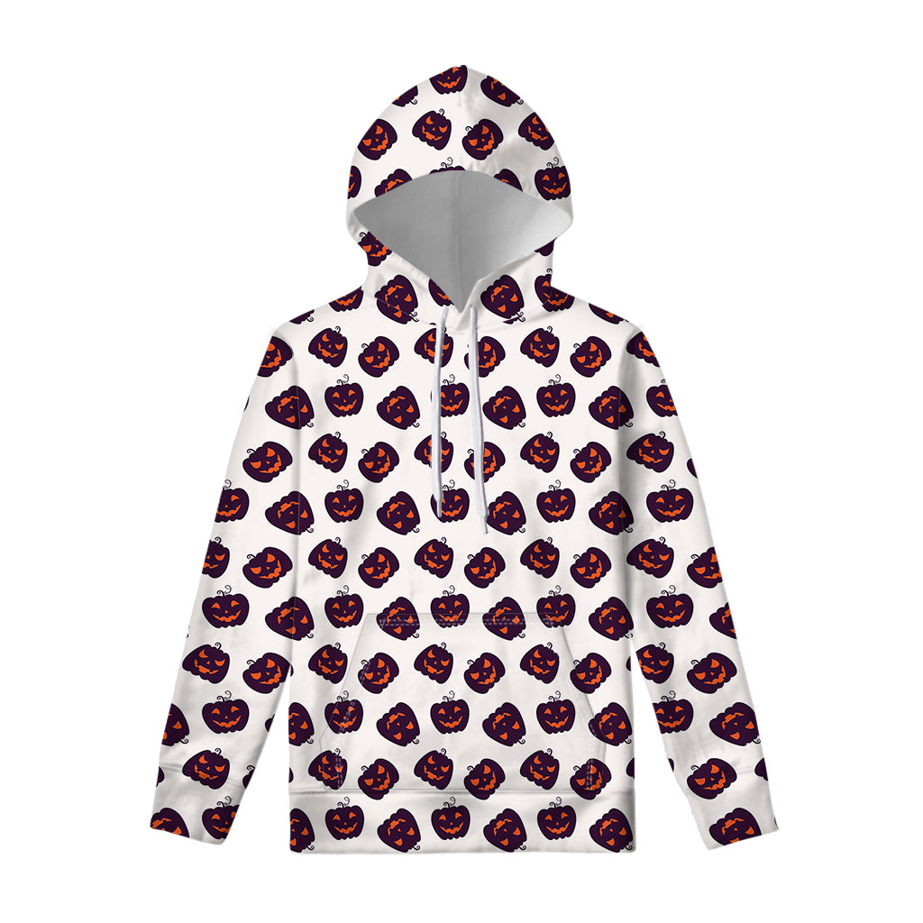 Purple Halloween Pumpkin Pattern Print Pullover Hoodie