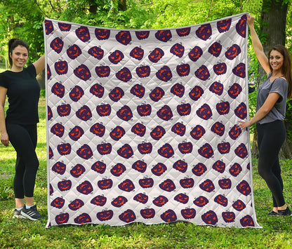 Purple Halloween Pumpkin Pattern Print Quilt