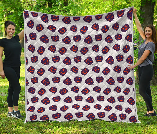 Purple Halloween Pumpkin Pattern Print Quilt