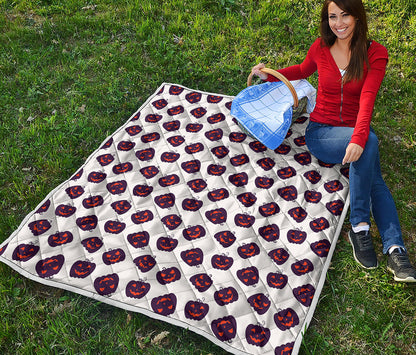 Purple Halloween Pumpkin Pattern Print Quilt