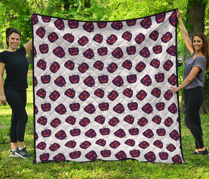 Purple Halloween Pumpkin Pattern Print Quilt