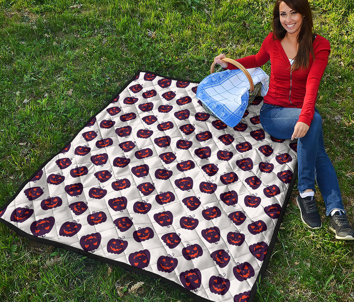 Purple Halloween Pumpkin Pattern Print Quilt