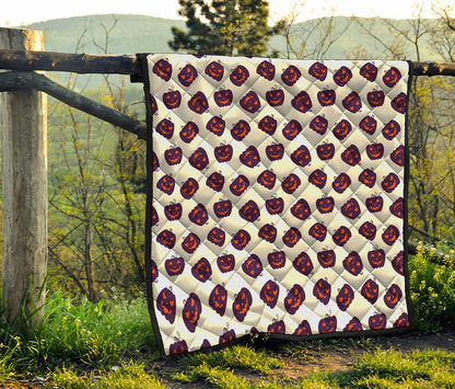 Purple Halloween Pumpkin Pattern Print Quilt