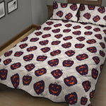 Purple Halloween Pumpkin Pattern Print Quilt Bed Set