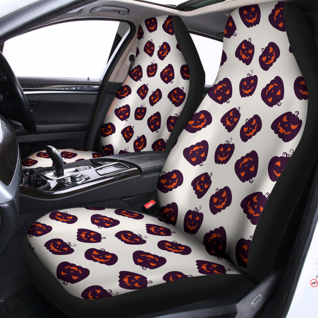 Purple Halloween Pumpkin Pattern Print Universal Fit Car Seat Covers