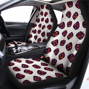 Purple Halloween Pumpkin Pattern Print Universal Fit Car Seat Covers