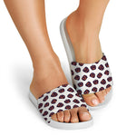 Purple Halloween Pumpkin Pattern Print White Slide Sandals