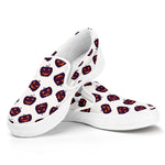 Purple Halloween Pumpkin Pattern Print White Slip On Shoes