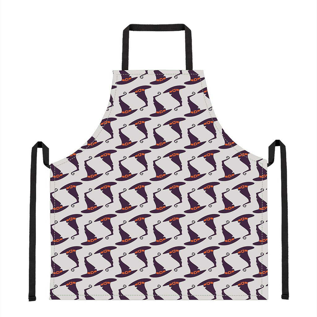 Purple Halloween Witch Hat Pattern Print Apron