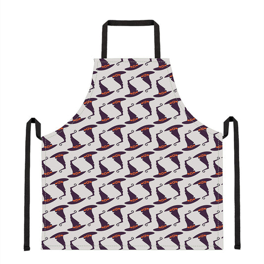 Purple Halloween Witch Hat Pattern Print Apron