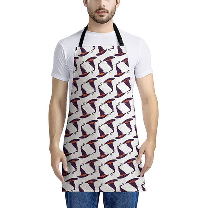 Purple Halloween Witch Hat Pattern Print Apron