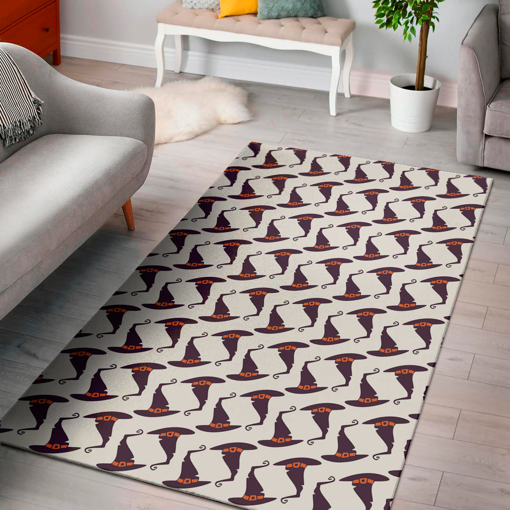 Purple Halloween Witch Hat Pattern Print Area Rug