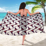 Purple Halloween Witch Hat Pattern Print Beach Sarong Wrap