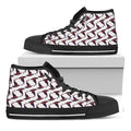 Purple Halloween Witch Hat Pattern Print Black High Top Sneakers