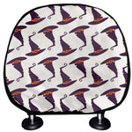 Purple Halloween Witch Hat Pattern Print Car Headrest Covers