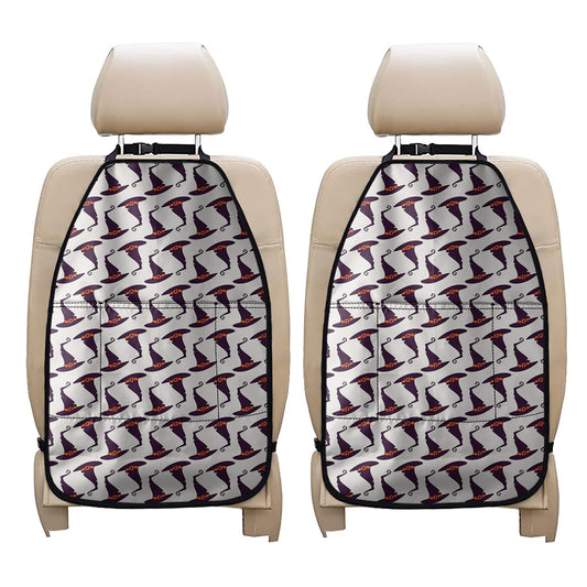 Purple Halloween Witch Hat Pattern Print Car Seat Organizers