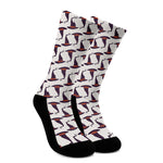 Purple Halloween Witch Hat Pattern Print Crew Socks