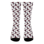 Purple Halloween Witch Hat Pattern Print Crew Socks