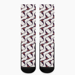 Purple Halloween Witch Hat Pattern Print Crew Socks
